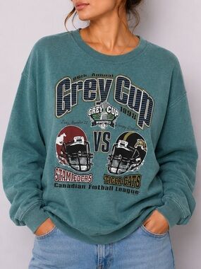 Vintage 1998 Grey Cup Crewneck Football Sweatshirt Calgary Stampeders & Hamilton